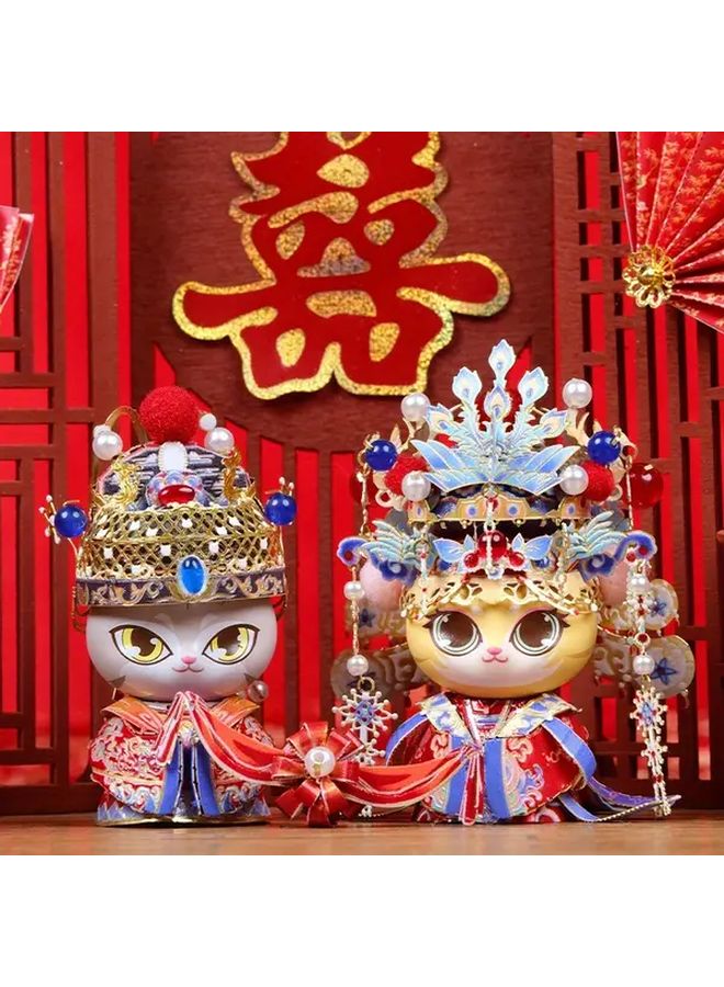 Love Cat 3D Metal Puzzle DIY Traditional Chinese Style Decoration Red Blue Gold Ornaments - Image 1